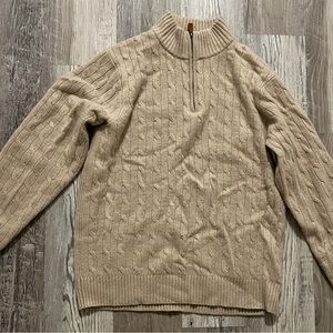 Vineyard Vines 100% Cashmere Beige Cable Knit Quarter Zip Sweater Size Small